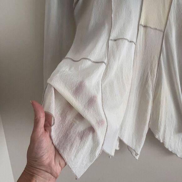 Y2K PETE Mesh Patchwork Tunic Top S Asymmetrical Sheer Fairy Grunge indie - Picture 9 of 13